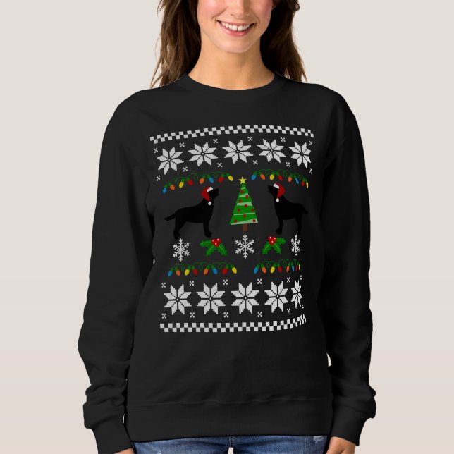 Black Labrador Happy Christmas Sweater Muster Sweatshirt (Vorderseite)