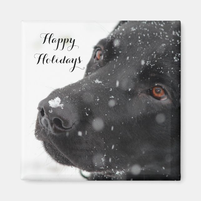 Black Labrador Happy Holidays Magnet (Vorne)