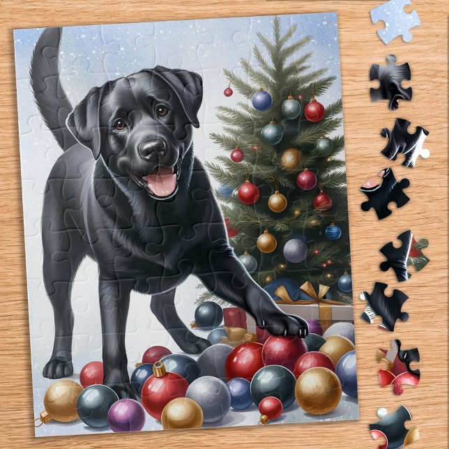 Black Labrador Hund Holiday Tree Weihnachten Puzzle (Von Creator hochgeladen)