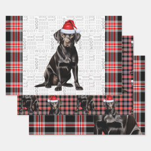 Black Labrador Hund Karierte Weihnachten Geschenkpapier Set