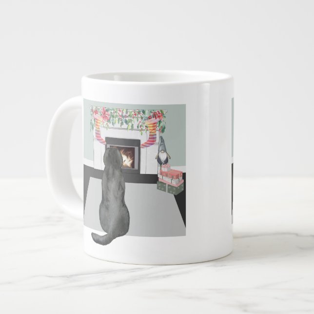 Black Labrador Hund Weihnachten Feuerplatz Szene Jumbo-Tasse (Vorderseite Links)