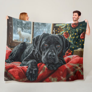 Black Labrador Hund Weihnachten Fleecedecke