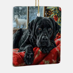 Black Labrador Hund Weihnachten Keramikornament