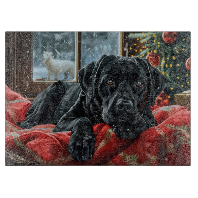 Black Labrador Hund Weihnachten Schneidebrett (Vorderseite)
