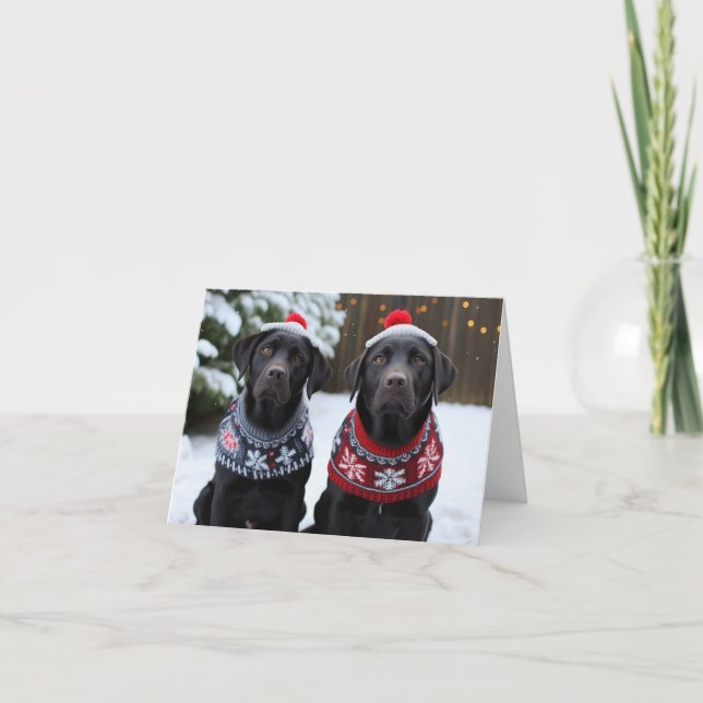 Black Labrador Hunde Weihnachtskarte Karte (Vorderseite)