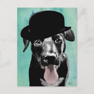 Black Labrador in Bowler Hat Postkarte