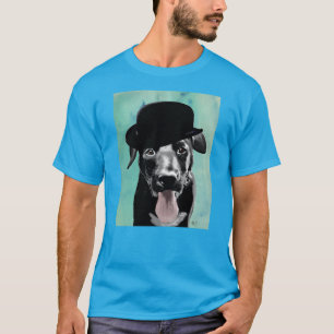 Black Labrador in Bowler Hat T-Shirt