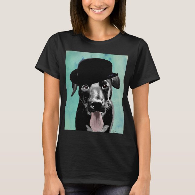 Black Labrador in Bowler Hat T-Shirt (Vorderseite)