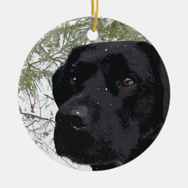 Black Labrador - Kiefernfadenfische Keramikornament (Vorne)