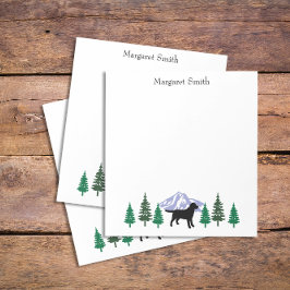 Black Labrador Kontur Evergreen Trees Notepad Notizblock