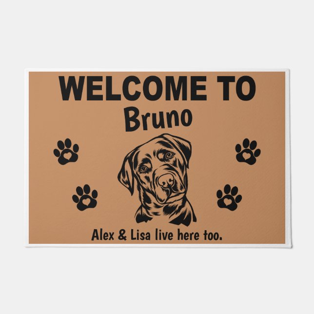 Black Labrador Lab Welcome Personalized Custom Fußmatte (Vorderseite)