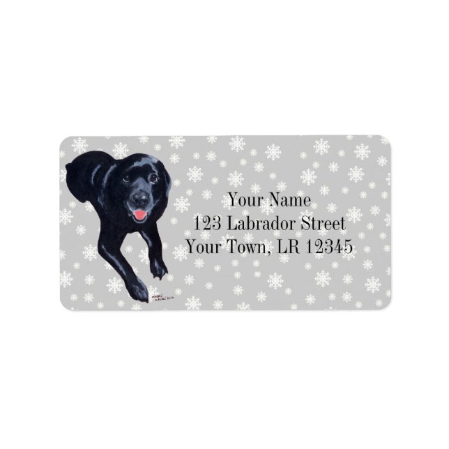 Black Labrador Lächeln Adressaufkleber (Vorne)