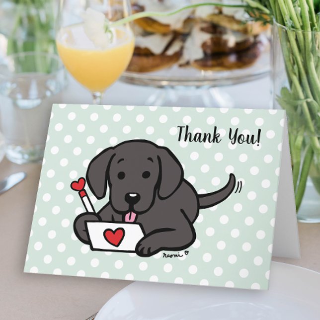 Black Labrador Liebe Letter Danke Karte (Black Labrador Love Letter Design Thank You Cards for Labrador Owners.  Cute Cartoon Style Art.)