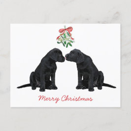 Black Labrador Mistletoe Niedlich Dog Puppy Feiertagspostkarte
