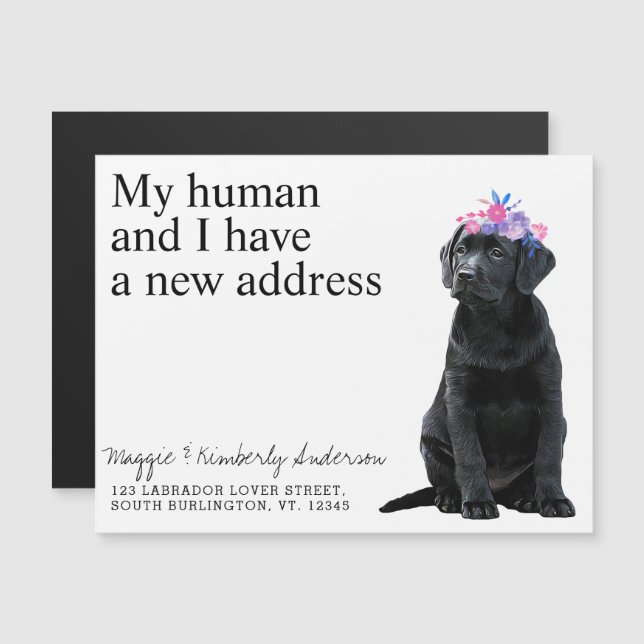 Black Labrador New Address Dog Moving Ankündigung (Vorne/Hinten)
