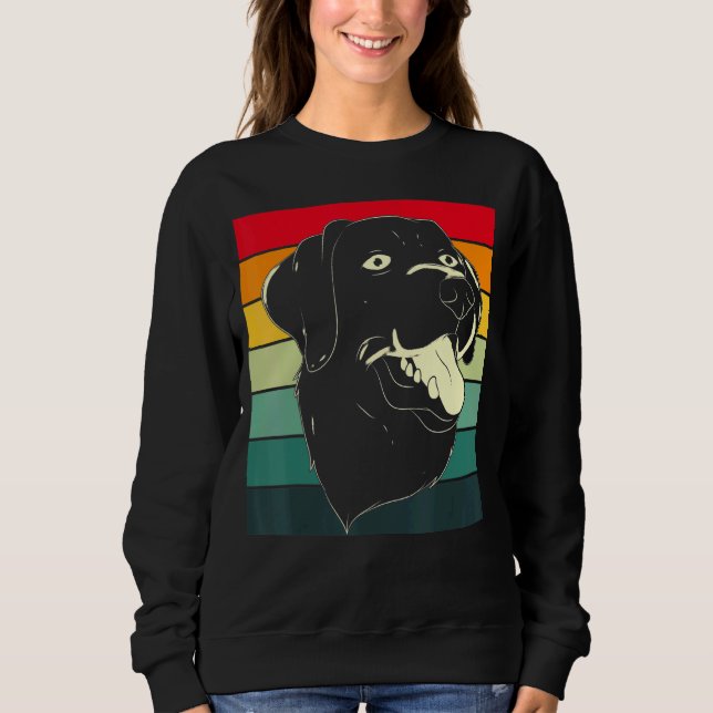 Black Labrador Pet Animal Downer Retro Black Sweatshirt (Vorderseite)