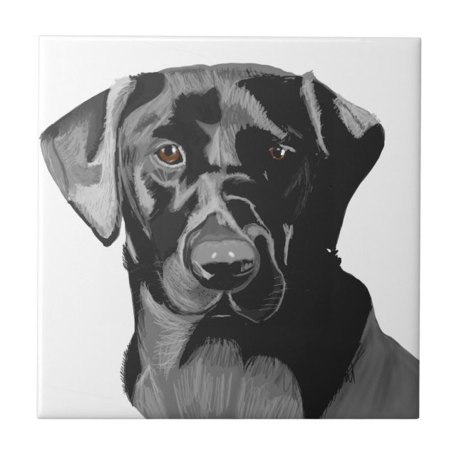 Black Labrador Portrait  Fliese (Vorderseite)