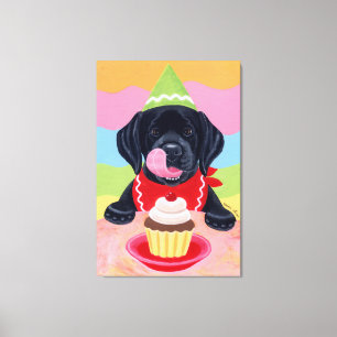 Black Labrador Puppy Birthday Cupcake Leinwanddruck
