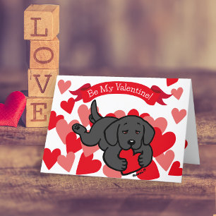 Black Labrador Puppy Cheart Valentine Feiertagskarte