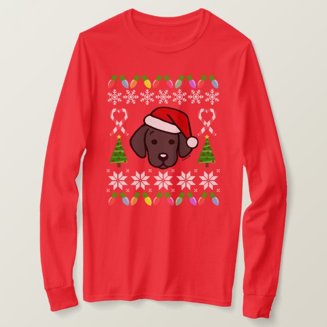 Black Labrador Puppy Christmas Pattern T-Shirt (Design vorne)