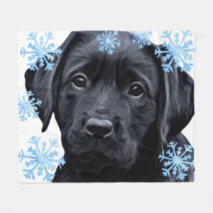 Black Labrador Puppy Dog Frohe Weihnachten Fleecedecke