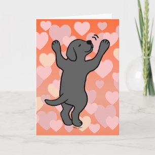 Black Labrador Puppy Hug Cartoon Herz Karte