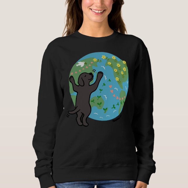 Black Labrador Puppy I Liebe Earth Sweatshirt (Vorderseite)