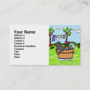 Black Labrador Puppy Pool Cartoon Visitenkarte