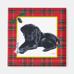 Black Labrador Puppy & Weihnachtsmannmütze Christm Magnet