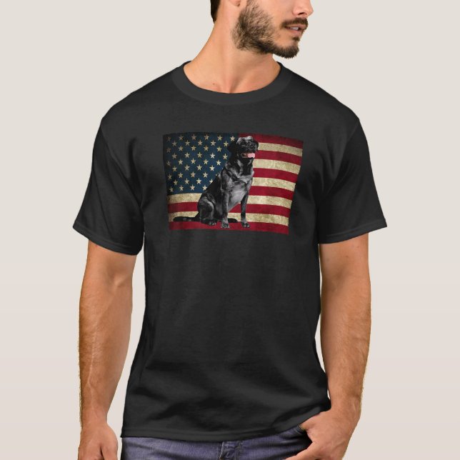 Black Labrador Retriever American Flag labra Anima T-Shirt (Vorderseite)
