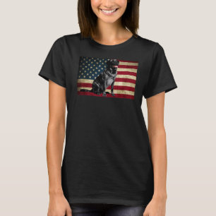 Black Labrador Retriever American Flag labra Anima T-Shirt