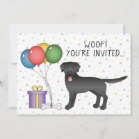Black Labrador Retriever Cartoon Dog - Geburtstag