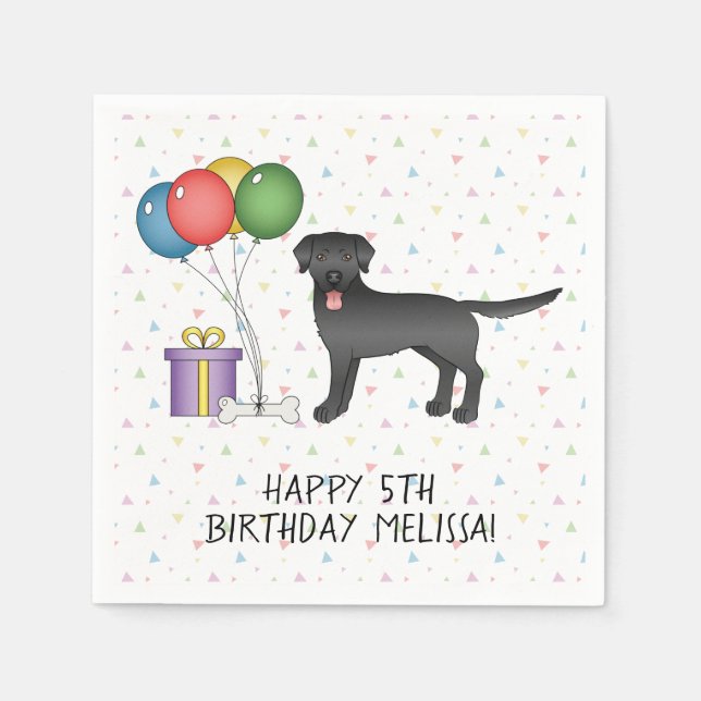 Black Labrador Retriever Cartoon Dog - Geburtstag Serviette (Vorderseite)