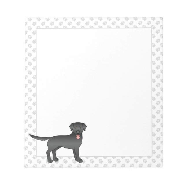 Black Labrador Retriever Cartoon Dog & Paws Notizblock (Vorderseite)