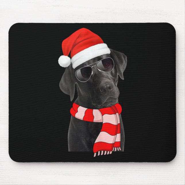 Black Labrador Retriever Christmas Lights Santa Ha Mousepad (Vorne)