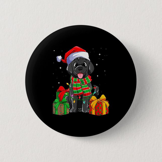 Black Labrador Retriever Christmas Lights Xmas Lab Button (Vorderseite)