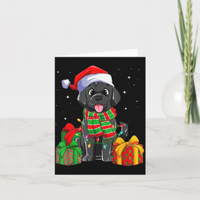 Black Labrador Retriever Christmas Lights Xmas Lab Karte (Vorderseite)