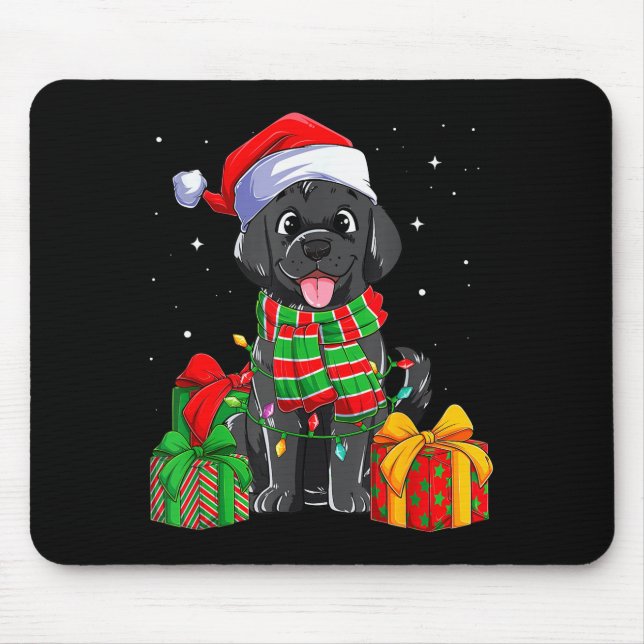 Black Labrador Retriever Christmas Lights Xmas Lab Mousepad (Vorne)