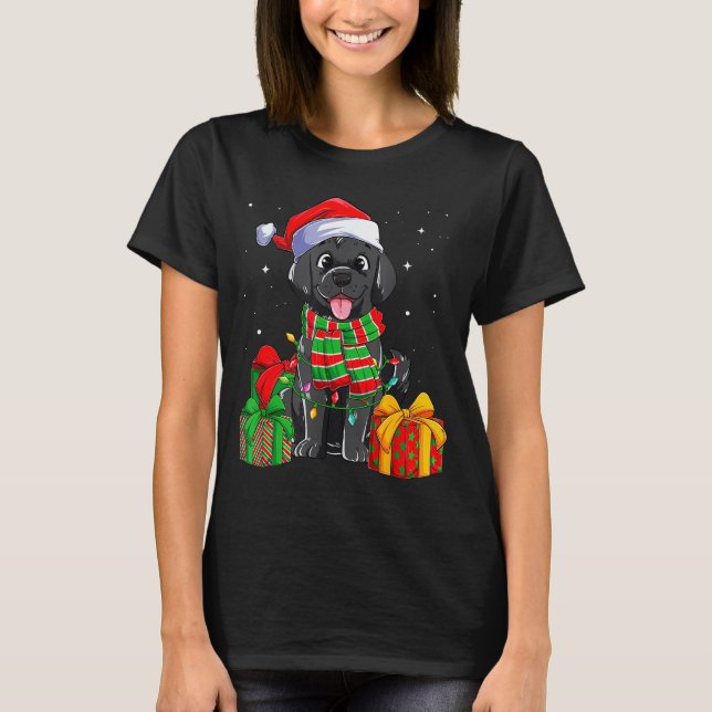 Black Labrador Retriever Christmas Lights Xmas Lab T-Shirt (Vorderseite)