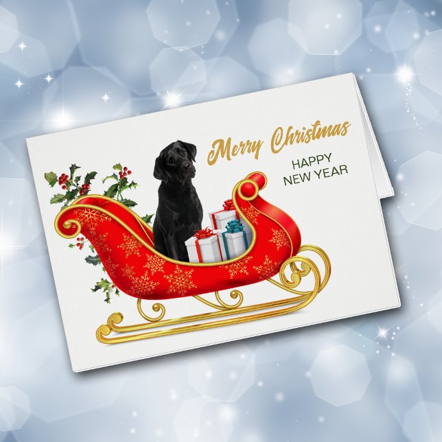 Black Labrador Retriever Christmas Sleigh Card (Von Creator hochgeladen)