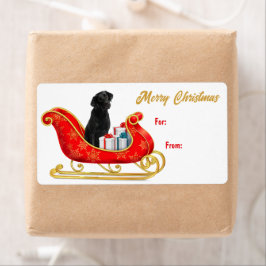 Black Labrador Retriever Christmas Sleigh Gift Tag