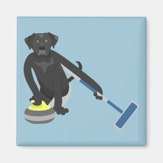 Black Labrador Retriever Curling Magnet