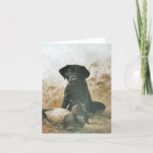 BLACK LABRADOR RETRIEVER DOG & DECOY DUCK - CARD KARTE