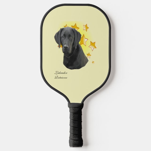 Black Labrador Retriever Dog ist ein Star Pickleball Schläger (Vorderseite)