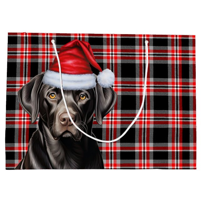 Black Labrador Retriever Dog Karierte Weihnachten Große Geschenktüte (Rückseite)