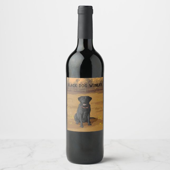 Black Labrador Retriever Dog Lover Gift Weinetikett (Vorderseite)