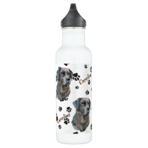 Black Labrador Retriever Dog Pawprint Edelstahlflasche