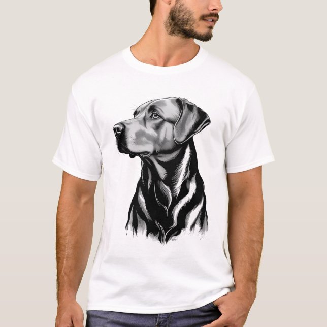 Black Labrador Retriever Dog Sketch T-Shirt (Vorderseite)