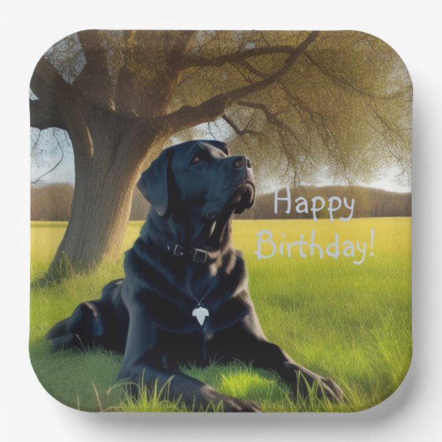 Black Labrador Retriever Geburtstag Pappteller (Vorderseite)