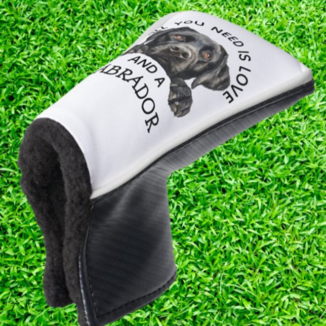 Black  Labrador Retriever Golf Headcover (Protect your clubs with a charming Black Labrador Retriever golf head cover. )